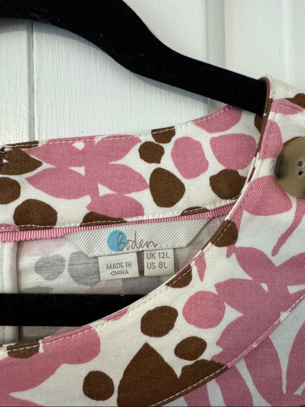 Boden Iona Button Detail ~ Pink & Brown Floral Midi Dress - Picture 4 of 6